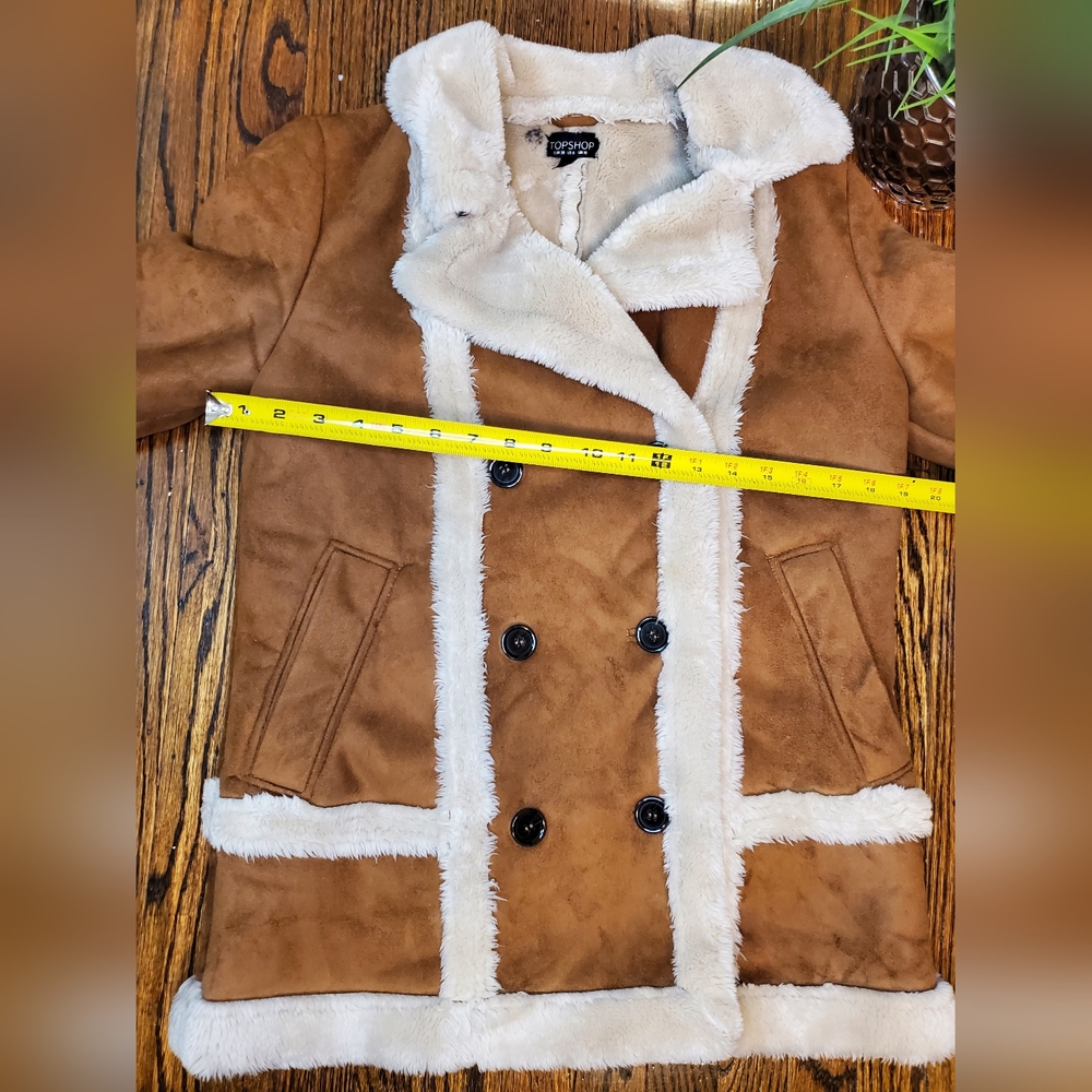Topshop Faux Fur Shearling Tan Coat - Picture 11 of 16